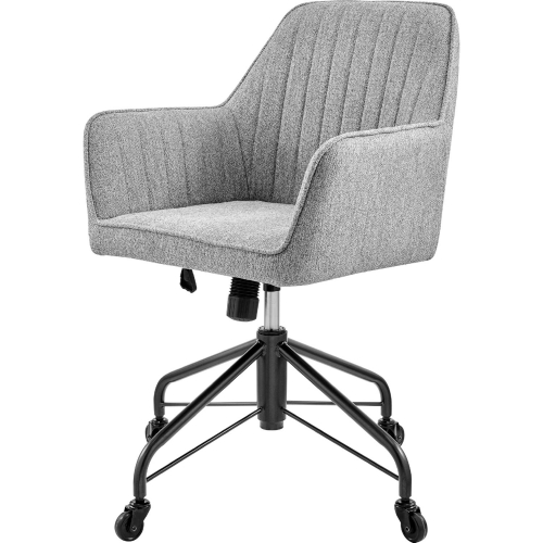 Thompson Swivel Office Arm Chair in Gray Fabric & Metal